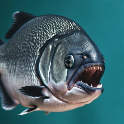 Piranha Fish Roaring with Sharp Teeth