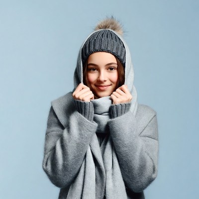 Girl in gray beanie and scarf
