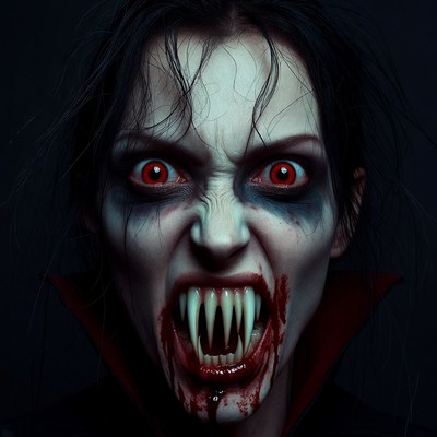 Female Vampire Baring Fangs