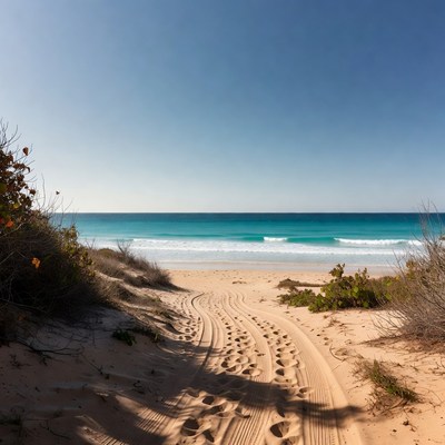 Sandy path to turquoise beach