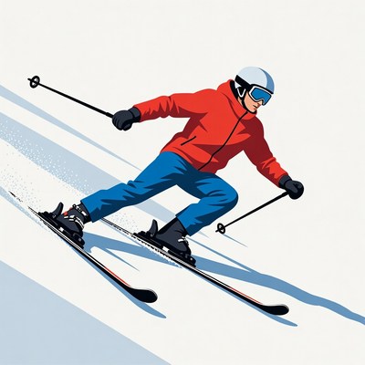 Man skiing down snowy slope