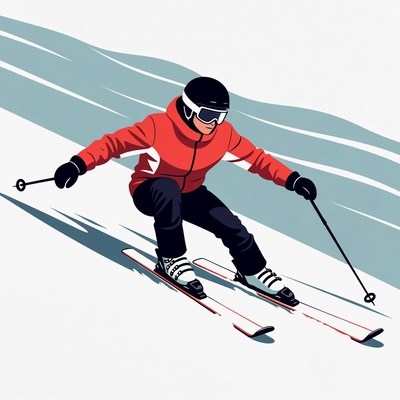 Man skiing down snowy slope