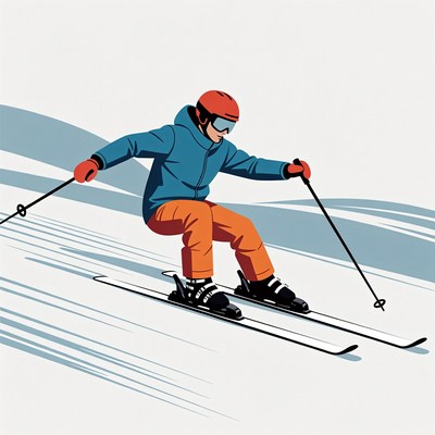 Man skiing down snowy slope