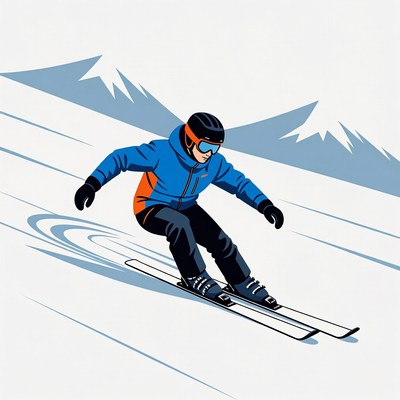 Man skiing down snowy mountain