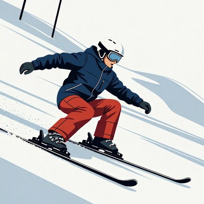 Skier racing downhill through gates