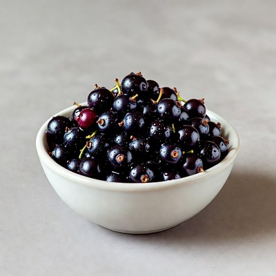 Black Currants in White Bowl