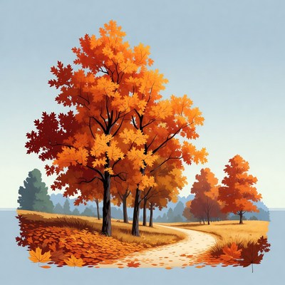 Autumn Maple Trees with Path