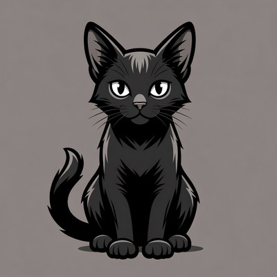 Cute black kitten illustration