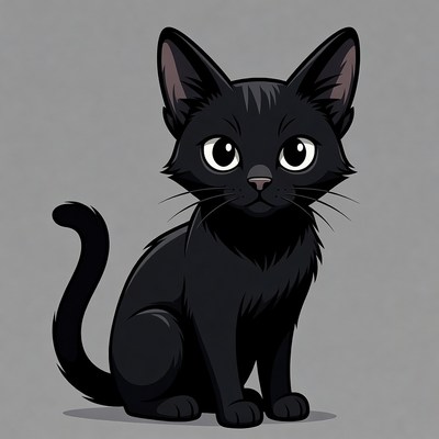 Cute black kitten illustration