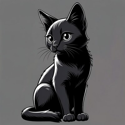 Black Kitten Illustration