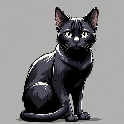 Black cat illustration sitting