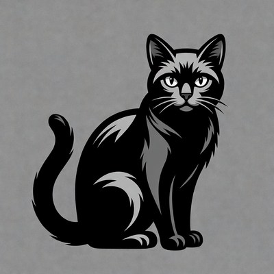 Black cat illustration sitting