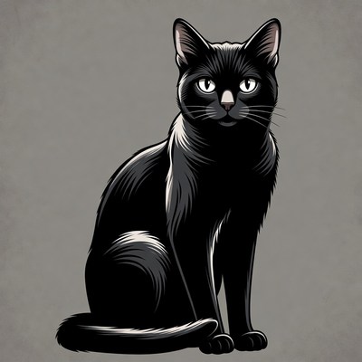 Black cat illustration sitting