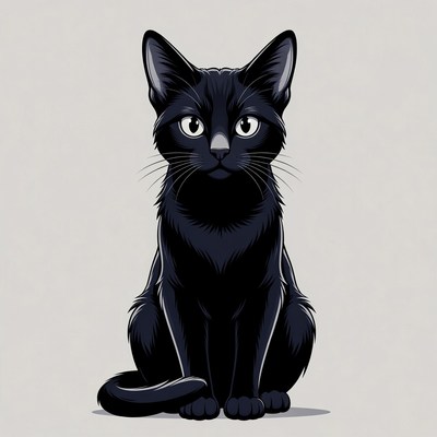 Black cat illustration sitting