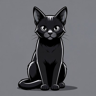 Black cat illustration sitting