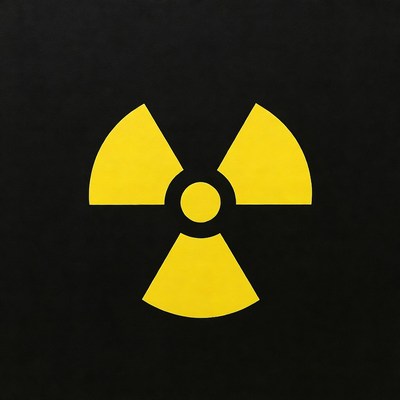 Yellow Radiation Symbol on Black