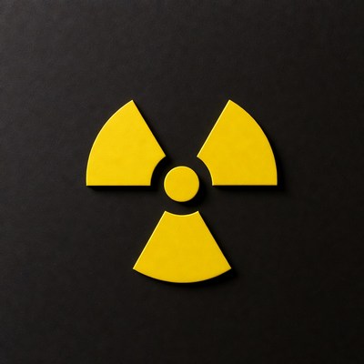 Yellow Radiation Symbol on Black