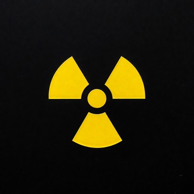Yellow Radiation Symbol on Black
