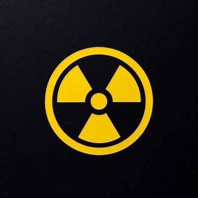 Yellow Radiation Symbol on Black