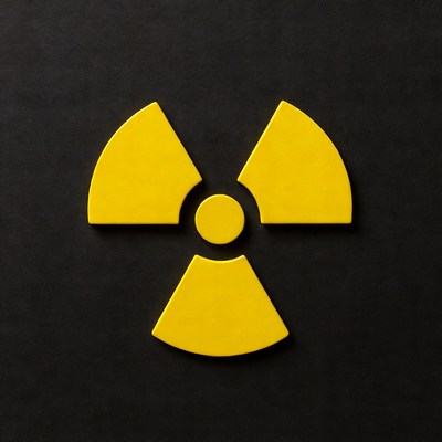 Yellow Radiation Symbol on Black
