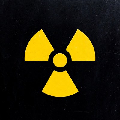 Yellow Radiation Symbol on Black
