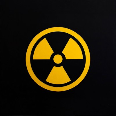 Yellow Radiation Symbol on Black