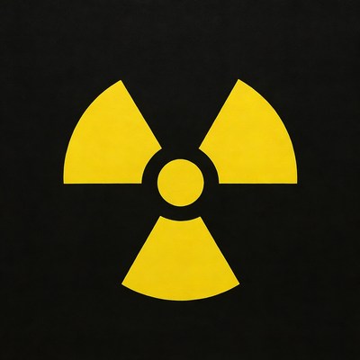 Yellow Radiation Symbol on Black