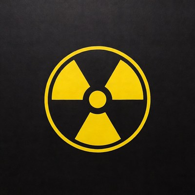 Yellow Radiation Symbol on Black