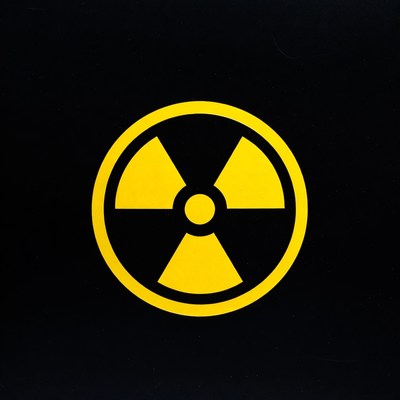 Yellow Radiation Symbol on Black