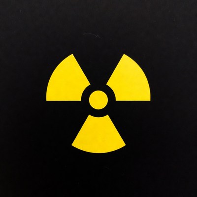 Yellow Radiation Symbol on Black