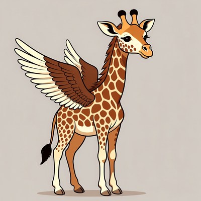 Cartoon Winged Giraffe Standing