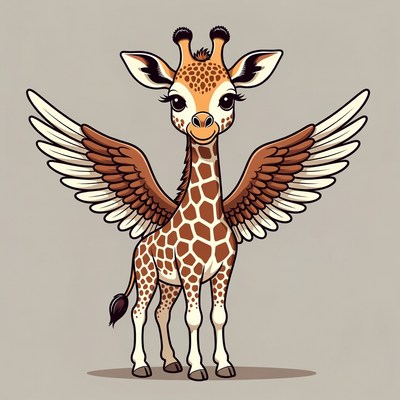Cute winged giraffe illustration