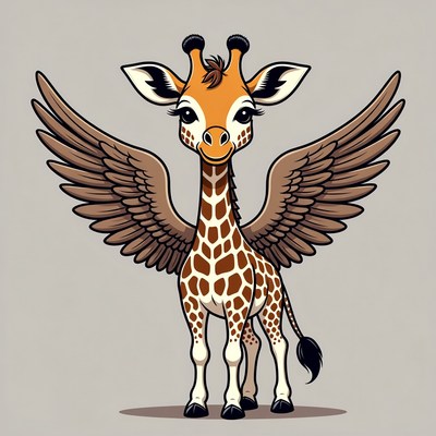 Cute winged giraffe illustration