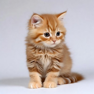Cute orange tabby kitten sitting