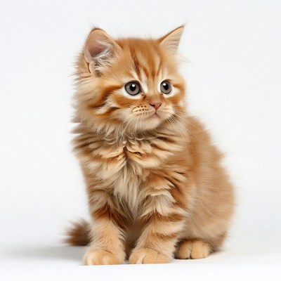 Cute orange tabby kitten sitting