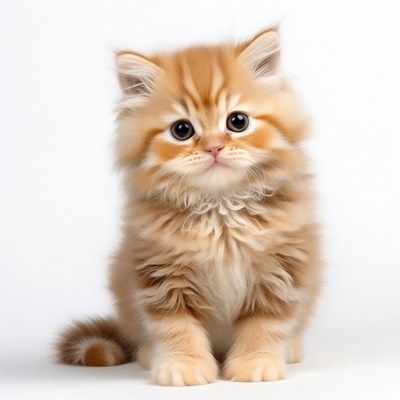 Fluffy Orange Kitten Sitting