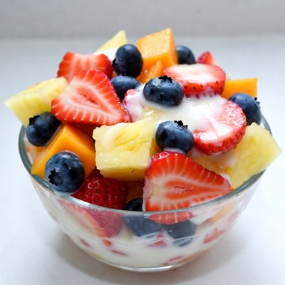 Fruit Yogurt Parfait in Glass Bowl