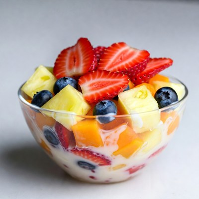 Fruit Yogurt Parfait in Glass Bowl