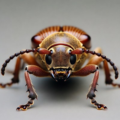Close-up of reddish brown beetle