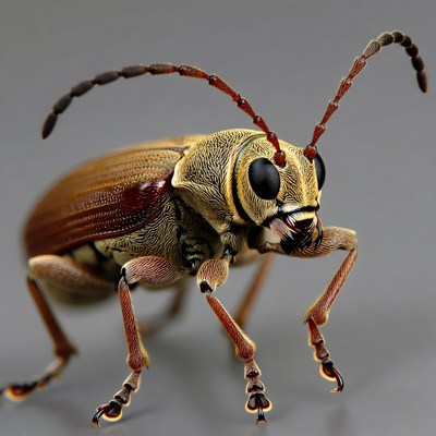 Longhorn beetle with curved antennae