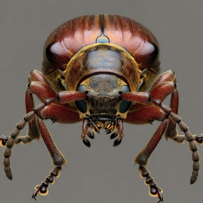 Closeup of reddish brown beetle