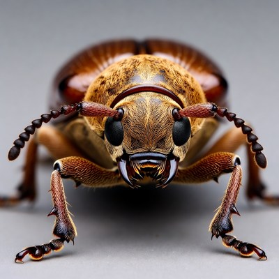 Closeup of hairy brown beetle