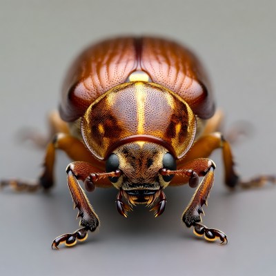 Closeup of metallic brown beetle