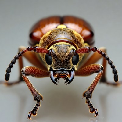 Close-up of reddish brown beetle