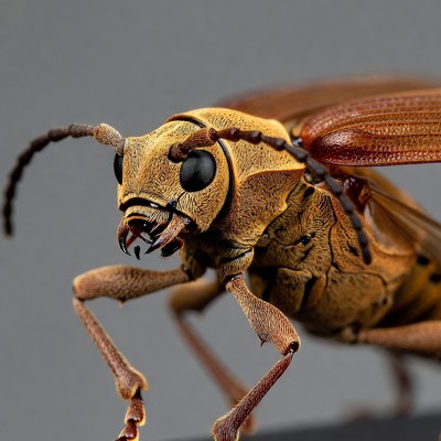 Golden Longhorn Beetle Closeup