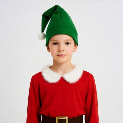 Boy in green elf costume