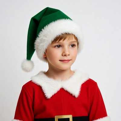 Boy in Santa Elf Costume