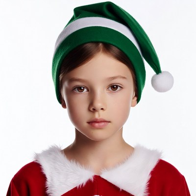 Girl Wearing Green Elf Hat
