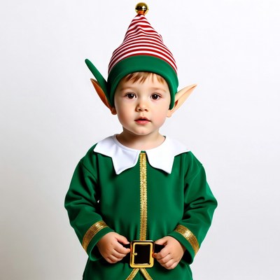 Toddler boy in elf costume
