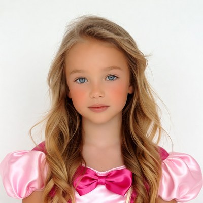 Blonde girl in pink princess dress